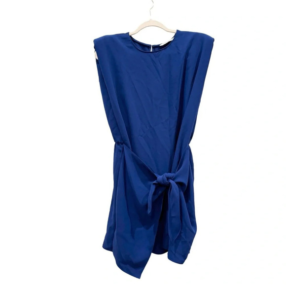 Amanda Uprichard Copeland Tie Front Mini Dress Ultramarine Royal Blue Size L - Picture 5 of 15